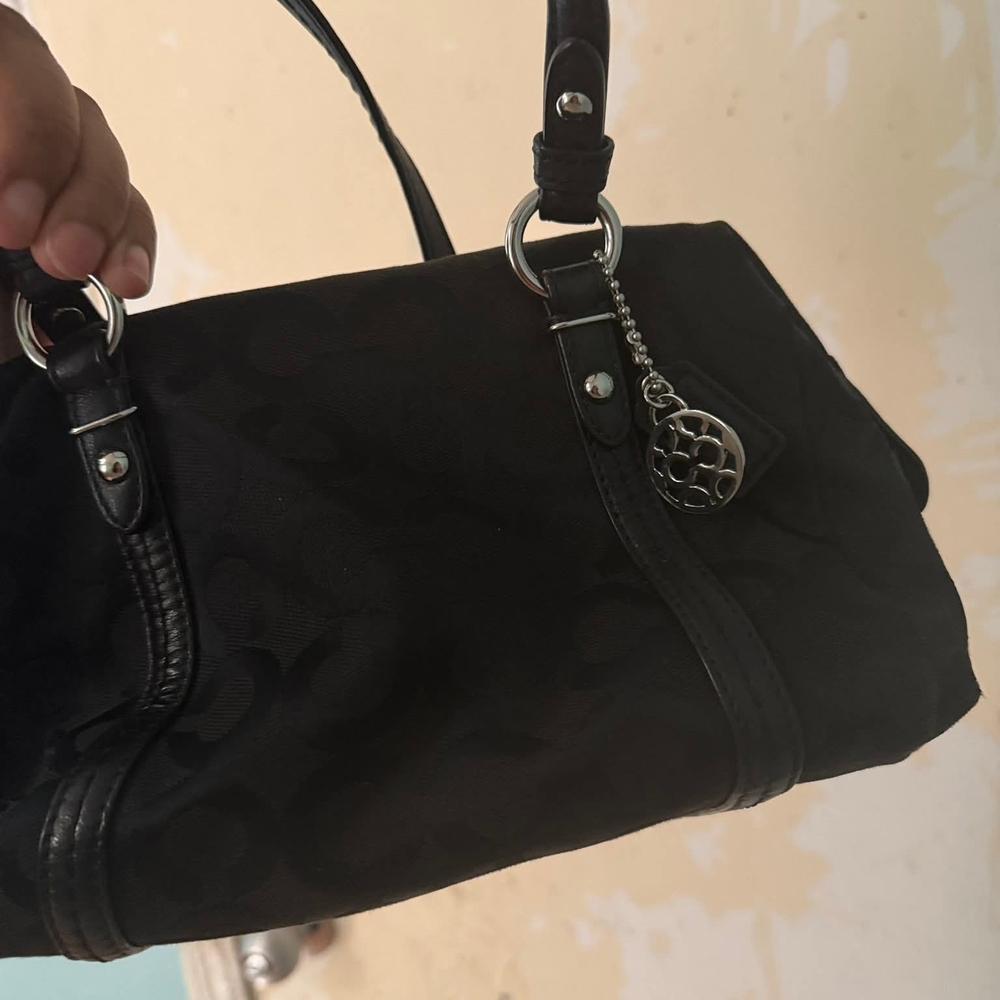 Coach Black Shoulder Satchel with Silver Charm